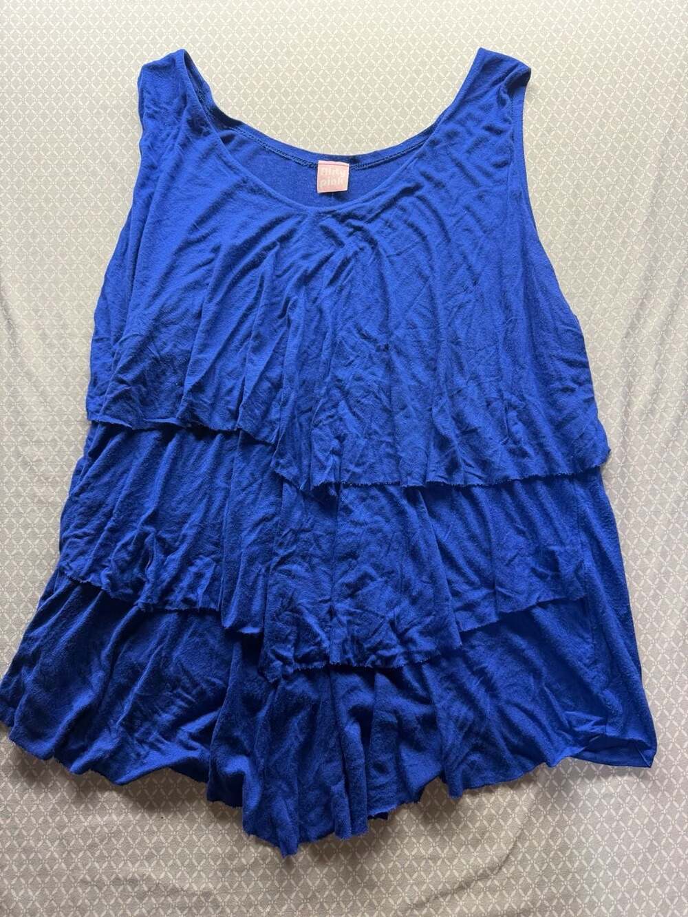 Flirty Pink Royal Blue Sleeveless Tiered Layered Tank Top